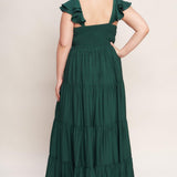 SUMMER MILK FOREST GREEN WOVEN MAXI DRESS