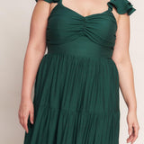 SUMMER MILK FOREST GREEN WOVEN MAXI DRESS