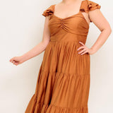 SUMMER MILK RUST WOVEN MAXI DRESS