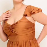 SUMMER MILK RUST WOVEN MAXI DRESS