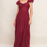SUMMER MILK DEEP RED WOVEN MAXI DRESS