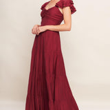 SUMMER MILK DEEP RED WOVEN MAXI DRESS