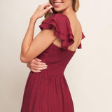 SUMMER MILK DEEP RED WOVEN MAXI DRESS