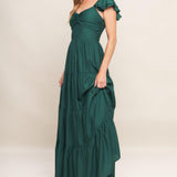SUMMER MILK FOREST GREEN WOVEN MAXI DRESS