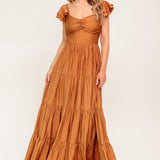 SUMMER MILK RUST WOVEN MAXI DRESS