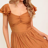 SUMMER MILK RUST WOVEN MAXI DRESS