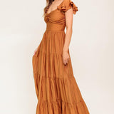 SUMMER MILK RUST WOVEN MAXI DRESS
