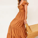 SUMMER MILK RUST WOVEN MAXI DRESS