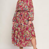 FLORALLY CHIC WOVEN MIDI DRESS