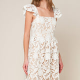 STILL THINKING LACE MIDI DRESS
