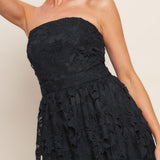 CAREFREE NIGHTS BLACK LACE MIDI DRESS