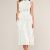 ADMIRED FROM AFAR WOVEN MIDI DRESS