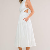 ADMIRED FROM AFAR WOVEN MIDI DRESS