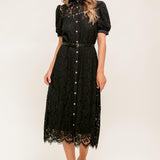 TIMID TO TENACIOUS WOVEN LACE SHIRT DRESS