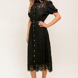 TIMID TO TENACIOUS WOVEN LACE SHIRT DRESS