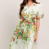 FRESH BLOSSOM IVORY WOVEN MIDI DRESS