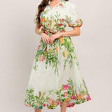 FRESH BLOSSOM IVORY WOVEN MIDI DRESS