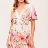 THE WORLD AWAITS LIGHT PINK WOVEN MINI DRESS