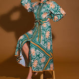 LOVE ESPRESSO WOVEN MIDI DRESS
