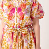 GARDEN TAPESTRY IVORY FLORAL WOVEN MIDI DRESS
