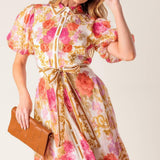 GARDEN TAPESTRY IVORY FLORAL WOVEN MIDI DRESS