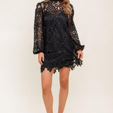 GETTING STARTED WOVEN LACE MINI DRESS