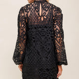 GETTING STARTED WOVEN LACE MINI DRESS