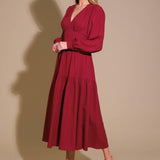 POSH PRESENCE WOVEN MIDI DRESS