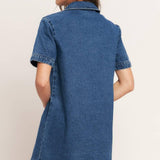 BLUE CANVAS DENIM MINI DRESS