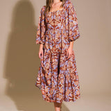 KEEPPING TABS WOVEN MIDI DRESS