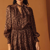 OPEN PATH ALMOND WOVEN MINI DRESS