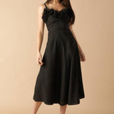WHISPERING PINES WOVEN MIDI DRESS