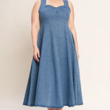 STARS AHEAD DENIM MIDI DRESS