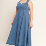STARS AHEAD DENIM MIDI DRESS