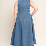STARS AHEAD DENIM MIDI DRESS