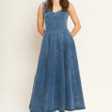 STARS AHEAD DENIM MIDI DRESS