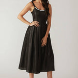 FLUTTERING FIELDS WOVEN MIDI DRESS