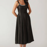 FLUTTERING FIELDS WOVEN MIDI DRESS