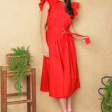 GLIMPSE IN TIME WOVEN MIDI DRESS