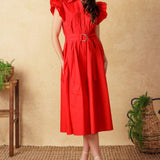 GLIMPSE IN TIME WOVEN MIDI DRESS