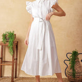 GLIMPSE IN TIME WOVEN MIDI DRESS