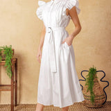GLIMPSE IN TIME WOVEN MIDI DRESS