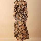 BETWEEN THE LINES WOVEN MIDI DRESS