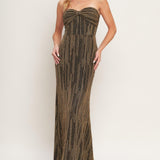 SACRED PROMISES METALLIC WOVEN MAXI DRESS