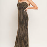 SACRED PROMISES METALLIC WOVEN MAXI DRESS