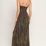 SACRED PROMISES METALLIC WOVEN MAXI DRESS