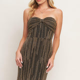 SACRED PROMISES METALLIC WOVEN MAXI DRESS