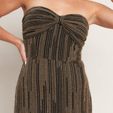 SACRED PROMISES METALLIC WOVEN MAXI DRESS