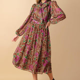 DRIFTING THOUGHTS WOVEN MIDI DRESS