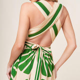 SWEPT ME OFF MY FEET GREEN WOVEN MIDI DRESS